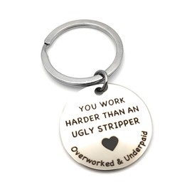 4Trails You Work Harder Metal Keychains, Funny Office Appreciation Gifts, Coworker Employee Leaving Inspirational Keychain