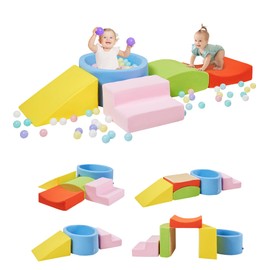 Elftopia Foam Climbing Blocks with Ball Pit Designed for Toddlers Aged 1-3 -Great for Indoor Crawling, Inside Foam Playground Set for Little Ones to Active Playing -(Balls NOT Included) Multicolored