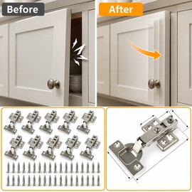 10-Pack Stainless Steel Soft-Close Cabinet Hinges – Concealed Hydraulic Damper Hinges with Mounting Screws