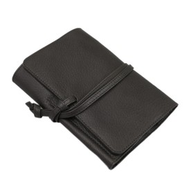 Leather Workshop Innoshima Genuine Leather Pen Case Fountain Pen Case, 6 Pens Type (Black), Black, retro