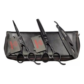 EVOLVING Tijeras Negro Mate Profesionales Acero Japones 440c Barberia