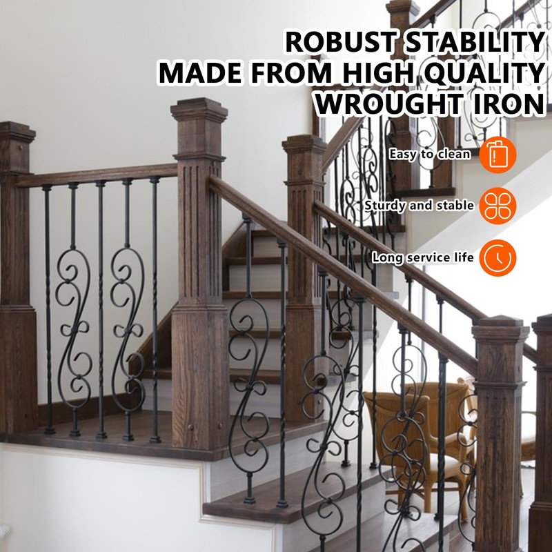 ITEVE.GD Wrought Iron Balusters - 10Pack,Hollow Double Twist Iron Spindles,Decorative
