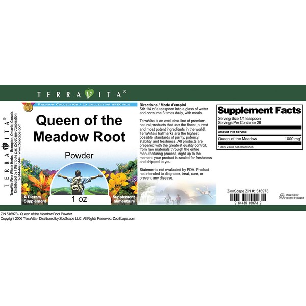 TerraVita Queen of The Meadow Root Powder (1 oz, ZIN: 516973) - 2 Pack
