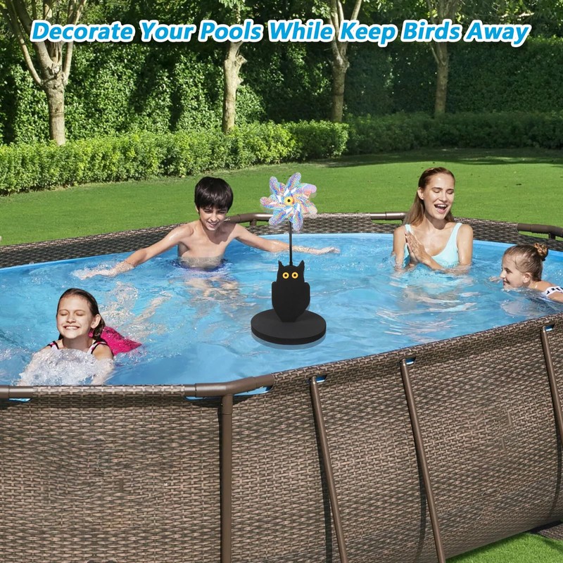 YIBOBO Floating Reflective Pinwheels for Pool, Owl Shape to Scare