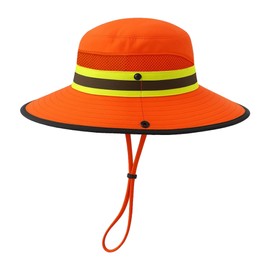 GearTOP Reflective Safety Sun Hat - UPF 50+ High Visibility Wide Brim for Sun Protection, Adjustable Fit for Road Work and Outdoor Activities