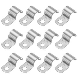 PATIKIL Saddle Band 16mm Inner Diameter 1 Hole Pipe Fixing Hardware 304 Stainless Steel Saddle Band for Plumbing Parts Pipe Cable Wire Fixing 12pcs