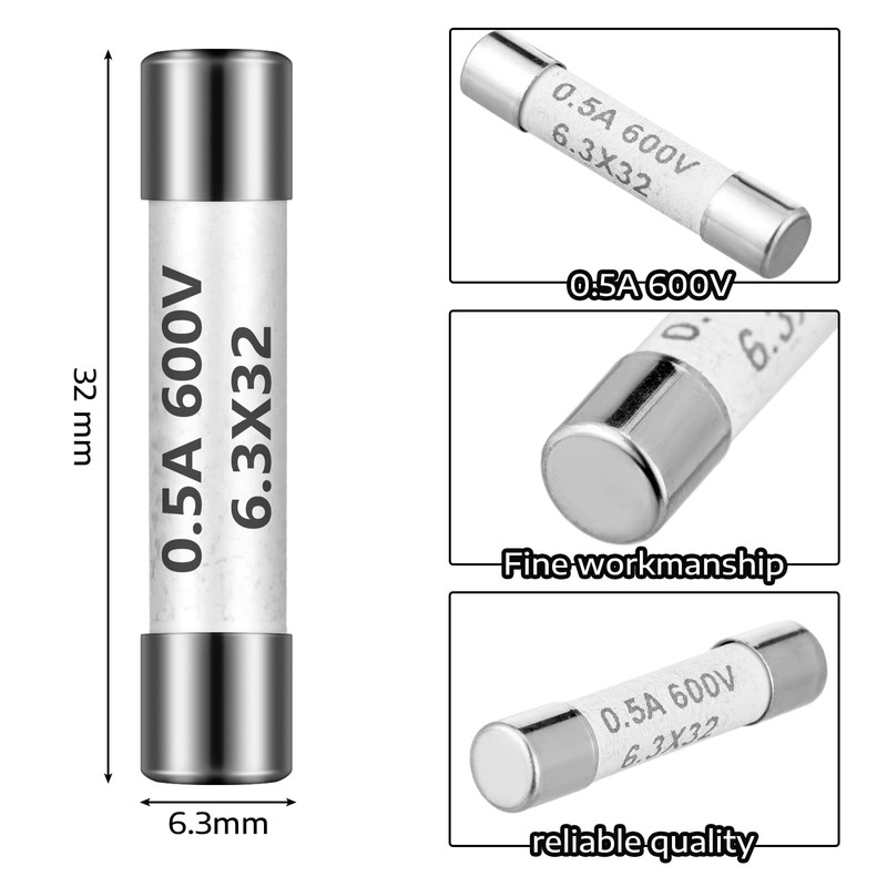 Kingdder 10 Pcs 0.5A 600V DMM Fast Blow Action 500mA