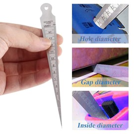 Taper Gage, 1-15mm Stainless Steel Tapered Gauge Depth Welding Test Spark Plug Gap Ruler Hole Depth Inspection Tool Inch & Metric Tapering Measurement