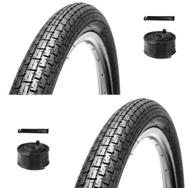 WHEELO 26x2.125 Cruiser Bike Tires Set: 2-Pack 26-inch Folding Tires Pair Schrader Valve Inner Tubes with Tire Levers for Beach Cruiser and Urban Commuting Bicycle