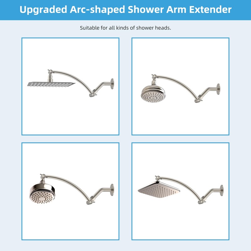 Hibbent All Metal 10'' Shower Head Extension Arm, Solid Brass