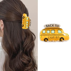 Pencil Hair Claw Clips Funny Teacher Hair Clips Cute Back To School Yellow School Bus Design Jaw Barrettes for Women Accessories Teacher Appreciation Gift Party Favors 1Pcs