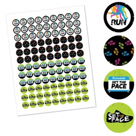 Big Dot of Happiness Set The Pace - Running - Track, Cross Country or Marathon Party Round Candy Sticker Favors - Labels Fit Chocolate Candy (1 Sheet of 108)