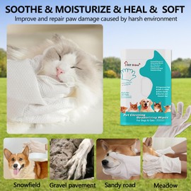 PET Hous Dog Glove Wipes, Dog Wipes for Paws and Butt,Cleaning & Deodorizing, Grooming Glove Wipes for cat, Pet Cleaning Wipes, Gentle - Hypoallergenic, Daily Clean, Smooth Fur -18 PCS
