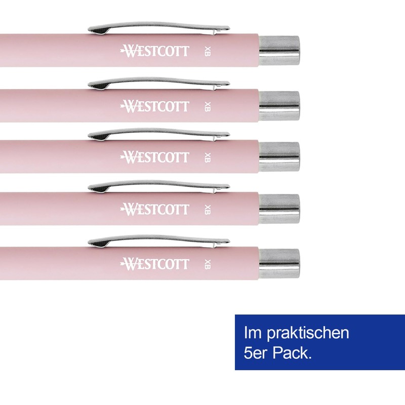 Westcott Premium Ballpoint Pen, Set of 5, Pink Ballpoint Pens
