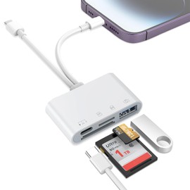 Card Reader, 2024 New Model, MFi Certified, SD Card Reader, Lightning/Type C Memory Card Reader, 4 in 1 USB/SD/TF Converter, 0TG Function, High Speed Bi-directional Data Transfer, No Settings