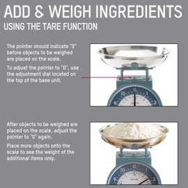 Taylor Mechanical Kitchen Weighing Food Scale with Bowl, Weighs up to 11lbs, Measures in Grams and Ounces, Food Scales for Kitchen, Storm Blue