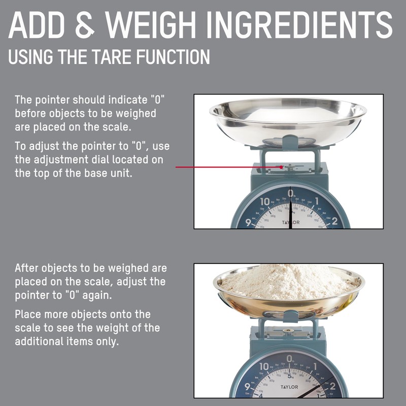 Taylor Mechanical Kitchen Weighing Food Scale with Bowl, Weighs up