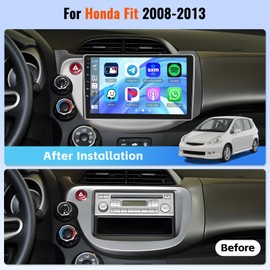 Realdio Android Car Stereo for Honda Fit 2008-2013 with 10.1 Inch Touch Screen Wireless CarPlay Android Auto Bluetooth 2GB+64GB EQ 26UI Split Screen AHD Rear Camera