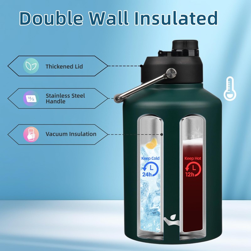Konokyo 1 Gallon Jug with Handle,128 oz Insulated Water Bottle