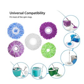 Spin Mop Head Replacement for 360 Spin Magic Mopping,Microfiber Spin Mop Refill Heads for Universal Round Shape Standard Size 5 Pack