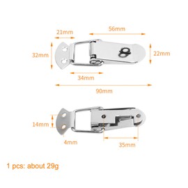 6 Pack Stainless Steel Spring Loaded Toggle Latch, Silver Catch Hasp Clamp Clip Lock with 304 Stainless Steel Screws for Cabinet, Wooden Case, Box, Chest (With locking hole, Medium/6pcs)
