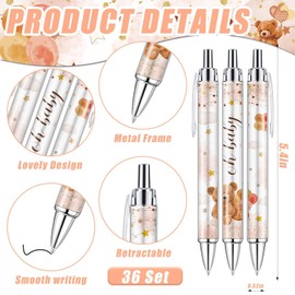 EYNDYN 145 Pieces Baby Shower Favors for Guest Brown Teddy Bear Ballpoint Pens and Keychains Gifts Bulk Retractable Baby Shower Pens Gender Reveal Greeting Cards Souvenirs Prizes Party Favors
