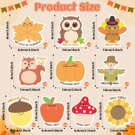 Xqumoi 30 Pack Welcome Fall Sticky Notes - Total 600 Sheets - Thanksgiving Turkey Pumpkin Scarecrow Self Sticky Writing Memo Pads for Autumn Party Favors Office School Supplies Goodies Bag Filler