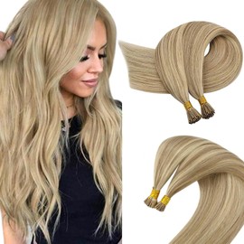 Sunny Hair I Tip Hair Extensions Human Hair Blonde Highlight Itip Hair Extensions Golden Highlight Medium Blonde I Tip Human Hair Extensions Remy Itips Straight 18inch 50g 60s