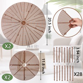 Newtay 4 Pcs Plant Pot Grid Soil Protector Covers Cuttable Flower Cover from Animals 20.5" 11.8" Cat Digging Stopper Plant Pot Cover with Stakes for Indoor Outdoor Gardening(Brown)