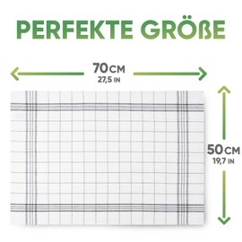 Loco Bird Set of 10 Tea Towels Made of 100% Cotton - 50 x 70 cm Grey Checked - Premium Kitchen Towels - Dry Towels for Drying