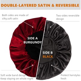 Himoswis Reversible Satin Bonnet for Men,Bonnets for Black Women Sleeping,Men Bonnet for Curly Hair,Dreads,Long Hair,Double Layer