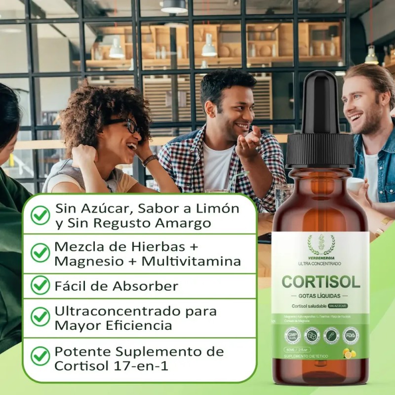 Gotas Cortisol Suplemento Para Ansiedad Y Estré Con L-teania Sabor