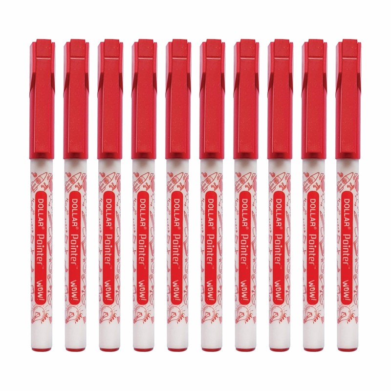 Dollar Wow Fineliner Pens, RED, Fine Tip (0.3mm), Pack of