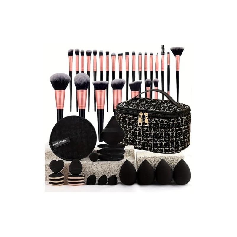 Set de Brochas de Maquillaje Profesional 47 Piezas, 25 Brochas