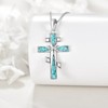 ONEFINITY Orthodox Cross Necklace Sterling Silver Turquoise Eastern Orthodox Pendant