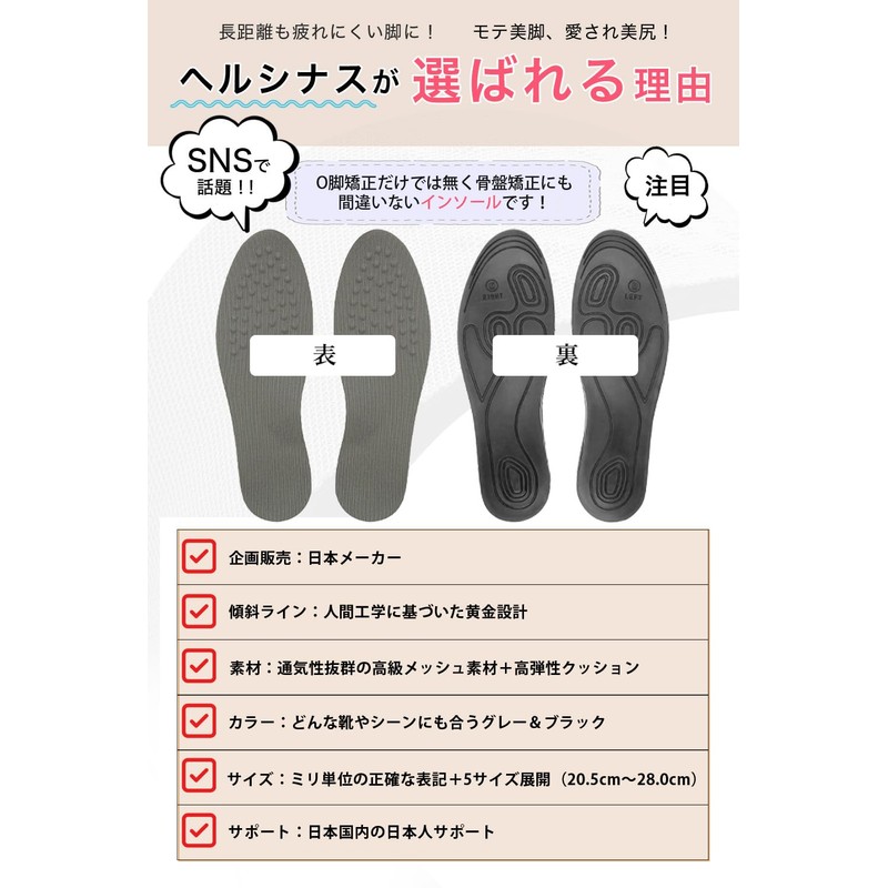 (Supervised by Judo The) O-Shaped Leg Insole, 5 Sizes, Gray