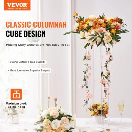 10pcs 23.6 Inch High Acrylic Vase Column Geometric Centerpiece Floral Display Rack for Wedding T-Stage Events DecorationAssembly Type: Column + Shelves (All Acrylic), With Shelves or Not: Acrylic Shelves