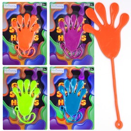 ArtCreativity Giant Sticky Hands for Kids - Set of 4 Big Stick Hands - Large Sticky Hands in 4 Colors - Stretch Up to 5 Feet - Sticky Hands Party Favors - Big Slappy Hands Fidget Toy Set