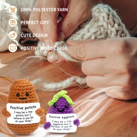 Positive Potato, Pocket Hug Positive Potato, Creative Plush Plushie, Mini Plush Figures, Funny Potato Aubergine Doll, Keepsake Ornament Decoration, Good Luck Gifts, Motivational Gifts, Pack of 2