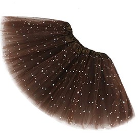 Ugitopi Sparkle for Girls Princess Ballet Dance Layered Tulle Tutu Skirts Skirt, coffee