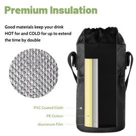 CIVAGO Half Gallon Glass Water Bottle with Straw and Insulated Bottle Holder Sling, 64 oz Motivational Water jug with Time Marker and Silicone Sleeve, Water Flask with 2 Lids, Navy