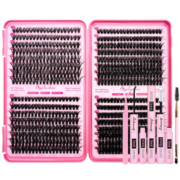 Selawasty DIY Lash Extension Kit 640pcs Individual Lashes Clusters D