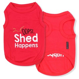 Parisian Pet Dog Tshirt - Embroidered “ Opps Shed Happens “ Dog Shirt - Breathable and Lightweight Dog Tank Top - Sleeveless Red Dog Tee Shirts - Machine Washable Dog Shirt for Large Dogs - 2XL
