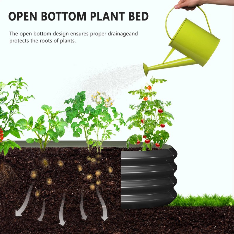 SLSY Galvanized Raised Garden Bed with 85in Tall Garden Trellis