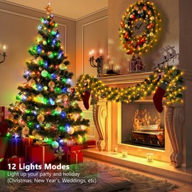 KepStars Battery Operated String Lights, 33ft 100 LED Warm White & Multicolor Fairy String Lights Battery Powered w/Remote & Timer for Indoor Outdoor Christmas Trees Decoration Bedroom Patio