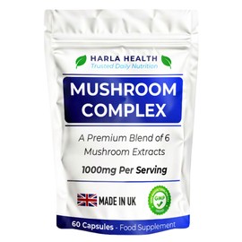 Mushroom Complex – High Strength 6 Mushroom Blend with Lion’s Mane, Reishi, Cordyceps, Chaga, Shiitake & Maitake – Brain, Focus, Immune & Energy Support – 60 Vegan Capsules