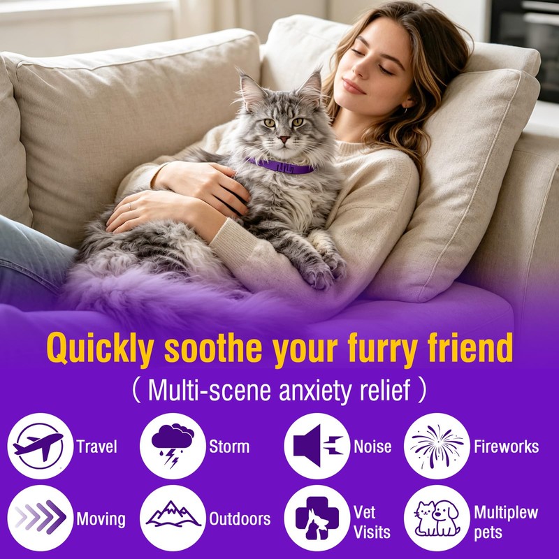 Zimloo Calming Collar for Cats, Adjustable Cat Anxiety Relief Collar