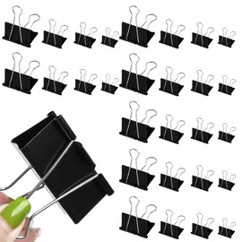TIMESETL Pack of 100 Foldback Clips, 15 mm / 19 mm / 25 mm / 32 mm Foldback Clips, Small Mini Paper Clips, Paper Clips, Metal Binder Clips, Multi-Purpose Clips for Notes, Stationery
