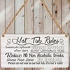 Hot Tub Rules Wooden Plaque 19cm - Humorous Garden Man