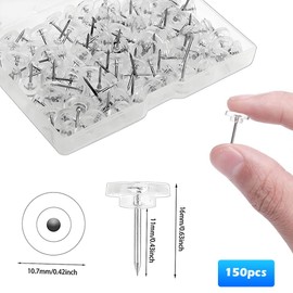 150-Pack Crystal-Clear Flat-Head Push Pins,thumb tacks, drawing pins,Premium Drawing Pins for Corkboards, Notice Boards, Multi-Purpose Thumbtacks for Office, School, Home – Stylish, Durable & Non-Da